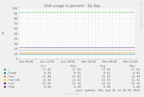 Disk usage in percent