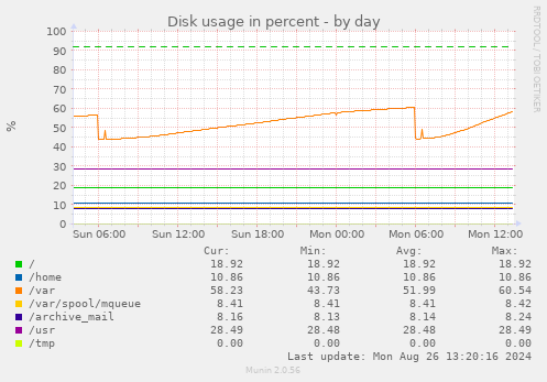 Disk usage in percent